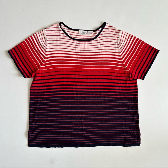White Stag Red Stripe Fine Knit Sweater Top Short Sleeve 22/24 - Picture 2 of 5